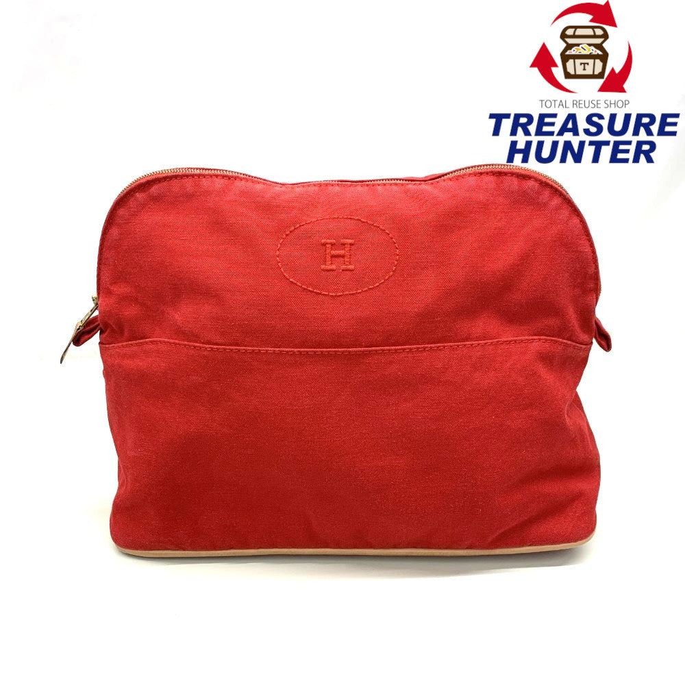 Hermes エルメス　ボリードポーチGM 赤レッド HERMES(エルメス) ボリード ポーチ GM コットンキャンバス レッド