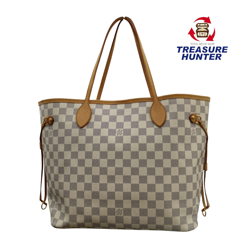 中古 LOUIS VUITTON LV 旧型 ネヴァーフル MM ダミエ アズール トート