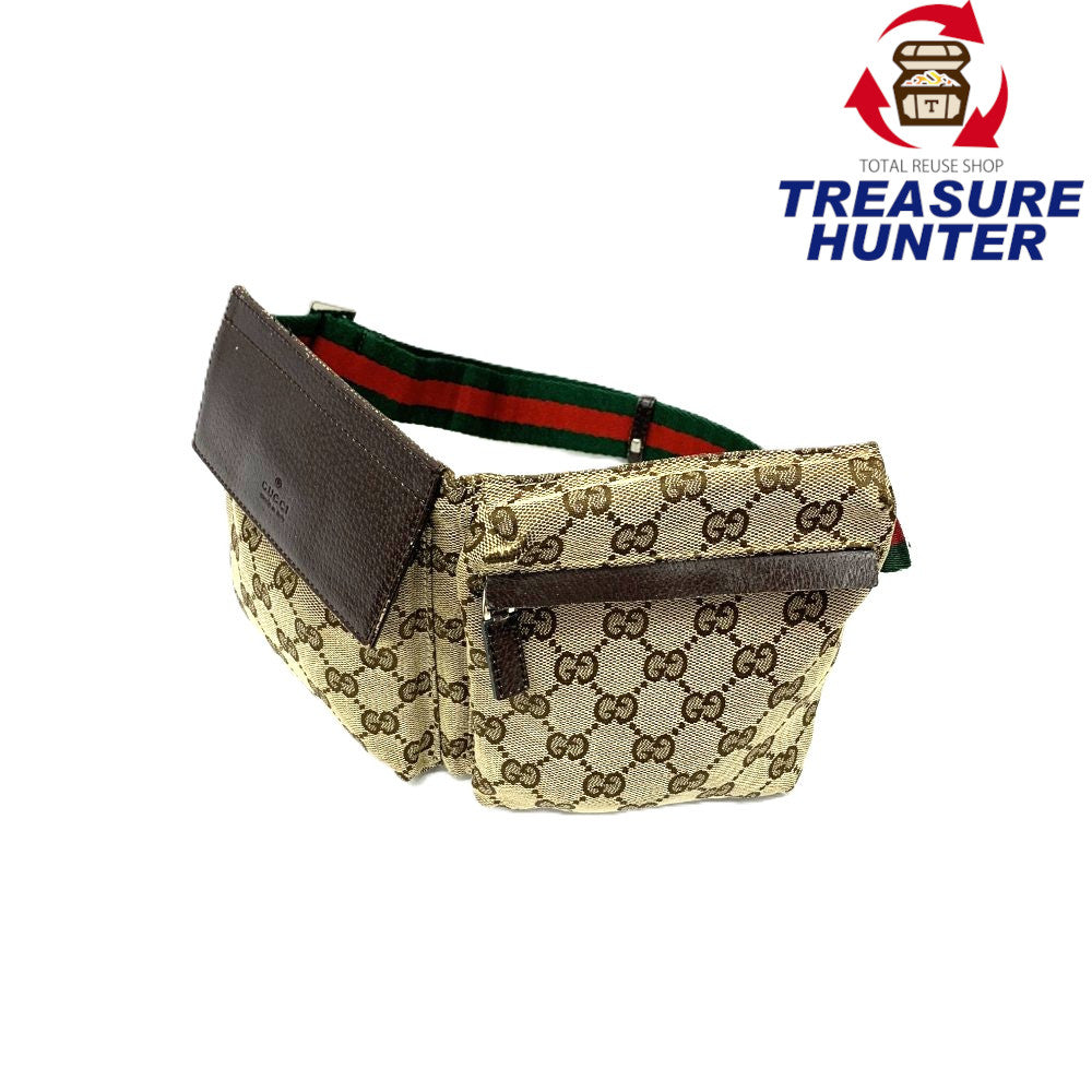 GUCCI グッチ GGキャンバス ウエストバッグ GGキャンバス×レザー