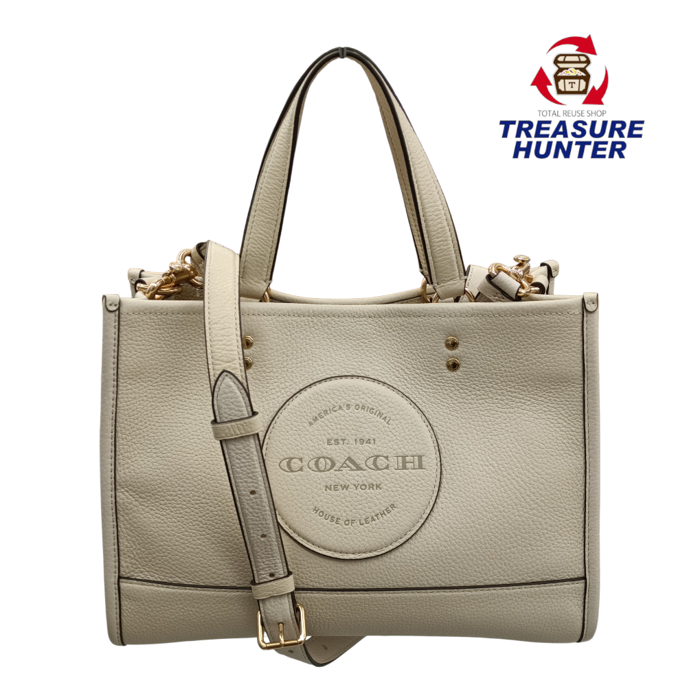 中古 美品 COACH デンプシー キャリーオール ウィズ パッチ レザー