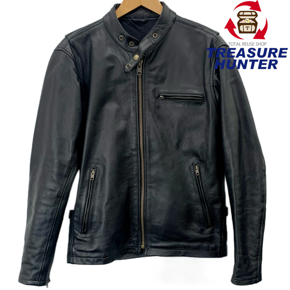 Rookie Leathers ブラック レザージャケット Mサイズ Rookie Leathers 牛革 シングルライダースジャケット サイズM