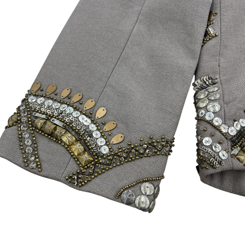 未使用品 タグ付き GRACE CONTINENTAL グレースコンチネンタル メタル刺繍コットンジャケット 12301041 Sサイズ ベージュ　ビジュー付き 【100040207002】