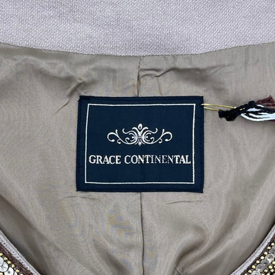 未使用品 タグ付き GRACE CONTINENTAL グレースコンチネンタル メタル刺繍コットンジャケット 12301041 Sサイズ ベージュ　ビジュー付き 【100040207002】
