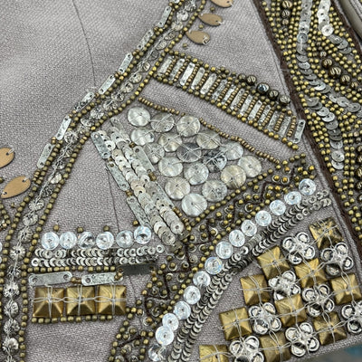 未使用品 タグ付き GRACE CONTINENTAL グレースコンチネンタル メタル刺繍コットンジャケット 12301041 Sサイズ ベージュ　ビジュー付き 【100040207002】