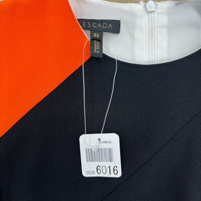 未使用品 半タグ付き ESCADA　エスカーダ ノースリーブワンピース ブラック＆オレンジ Sサイズ 【100043555002】