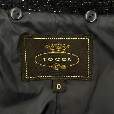 中古 TOCCA トッカ ファー付き ダウンコート ツイード生地 ネイビー Sサイズ 【100044091002】