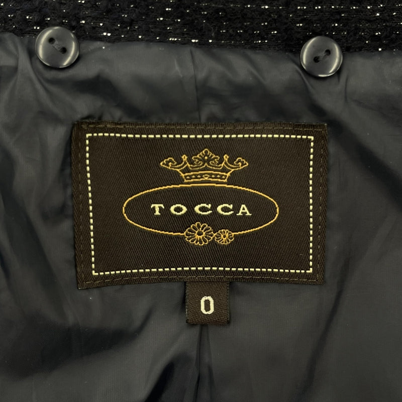 中古 TOCCA トッカ ファー付き ダウンコート ツイード生地 ネイビー Sサイズ 【100044091002】
