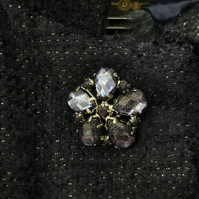 中古 TOCCA トッカ ファー付き ダウンコート ツイード生地 ネイビー Sサイズ 【100044091002】