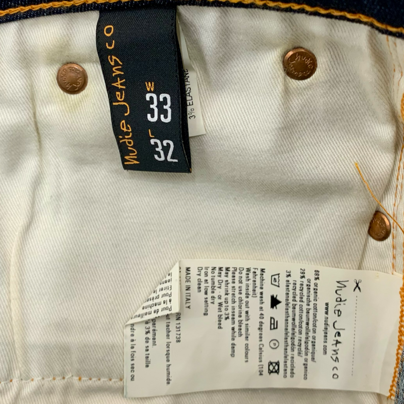 Nudie Jeans スキニーデニム タイトロングジョン N387 33インチ ネイビー ヌーディジーンズ 【100049289007】