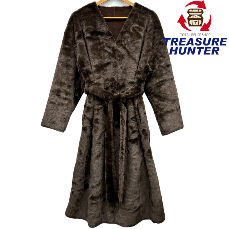 AMERI 2wayエコファーロングコート ベルト付き サイズF ブラウン アメリ 【100057801007】