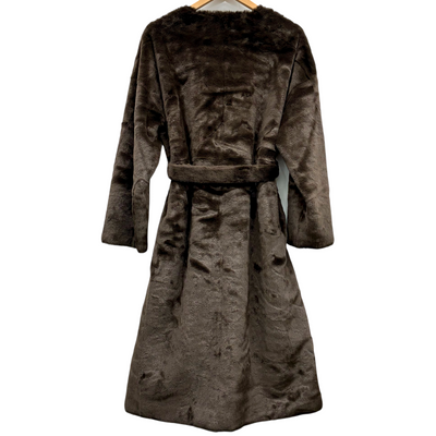 AMERI 2wayエコファーロングコート ベルト付き サイズF ブラウン アメリ 【100057801007】