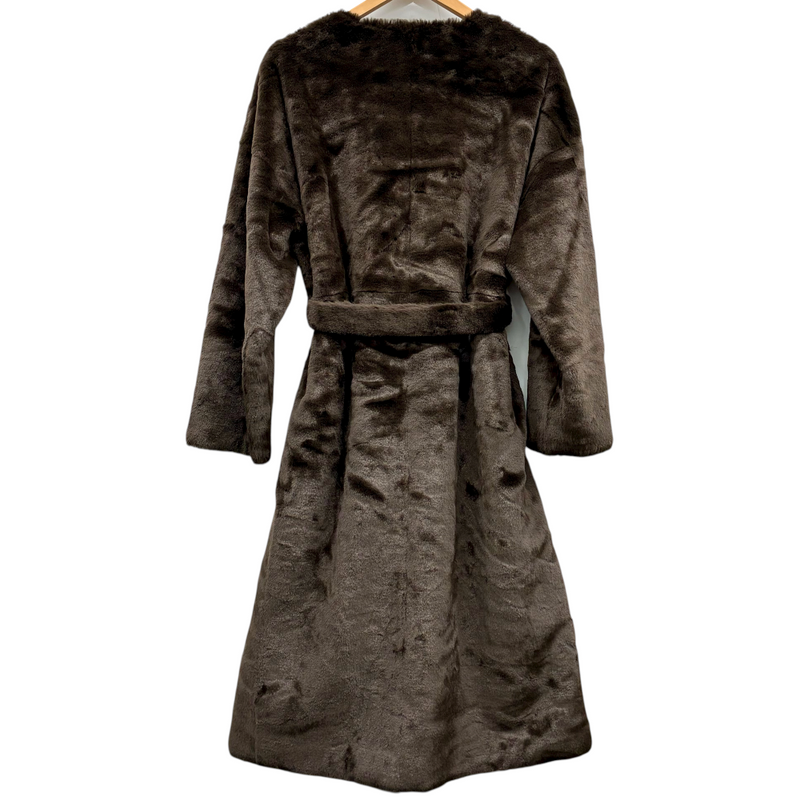 AMERI 2wayエコファーロングコート ベルト付き サイズF ブラウン アメリ 【100057801007】