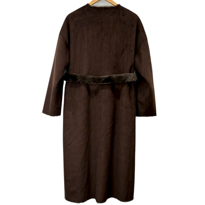 AMERI 2wayエコファーロングコート ベルト付き サイズF ブラウン アメリ 【100057801007】