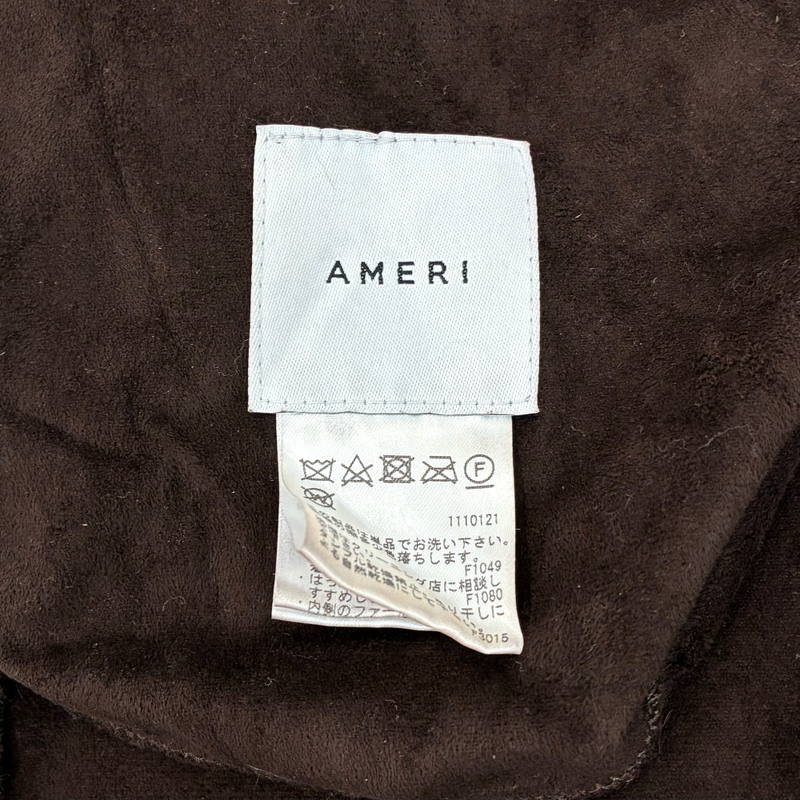 AMERI 2wayエコファーロングコート ベルト付き サイズF ブラウン アメリ 【100057801007】