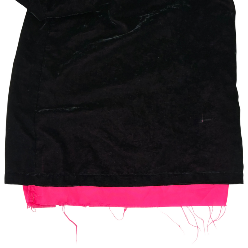 Needles×BEAMS BOY チャイナコレクション 別注カンフーパンツ サイズ2 ブラック×ピンク ベルベット 裾切りっぱなしデザイン ニードルス×ビームスボーイ 【100058224007】