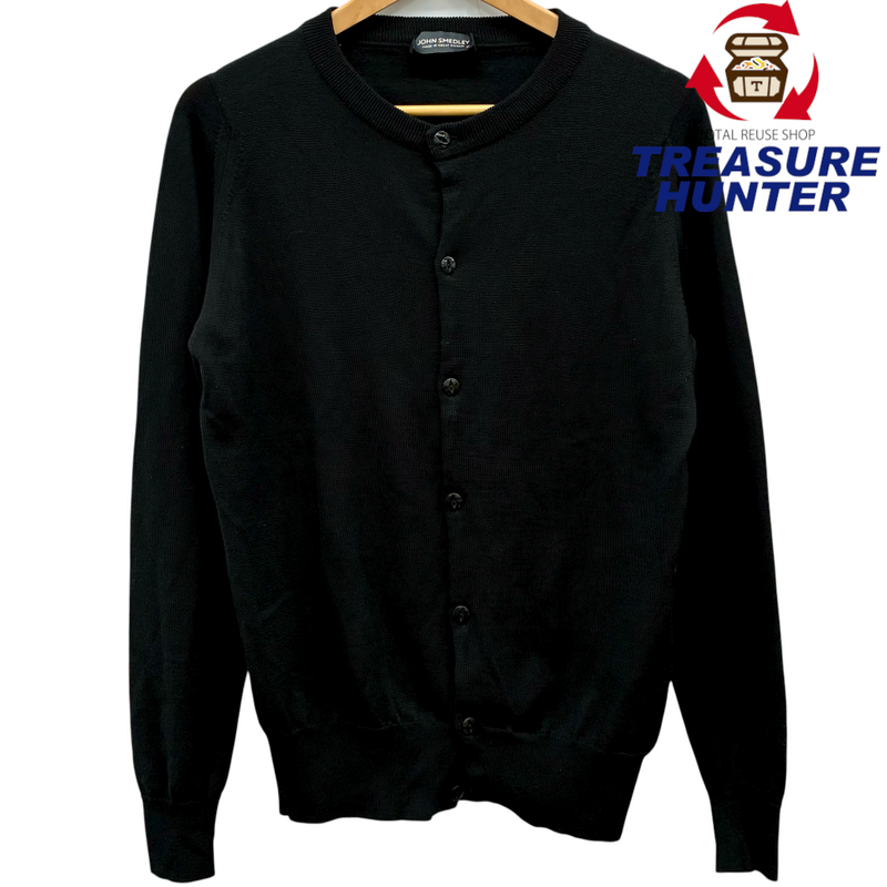 JOHN SMEDLEY メリノウールクルーネックカーディガン サイズM ブラック ジョンスメドレー 【100058266007】