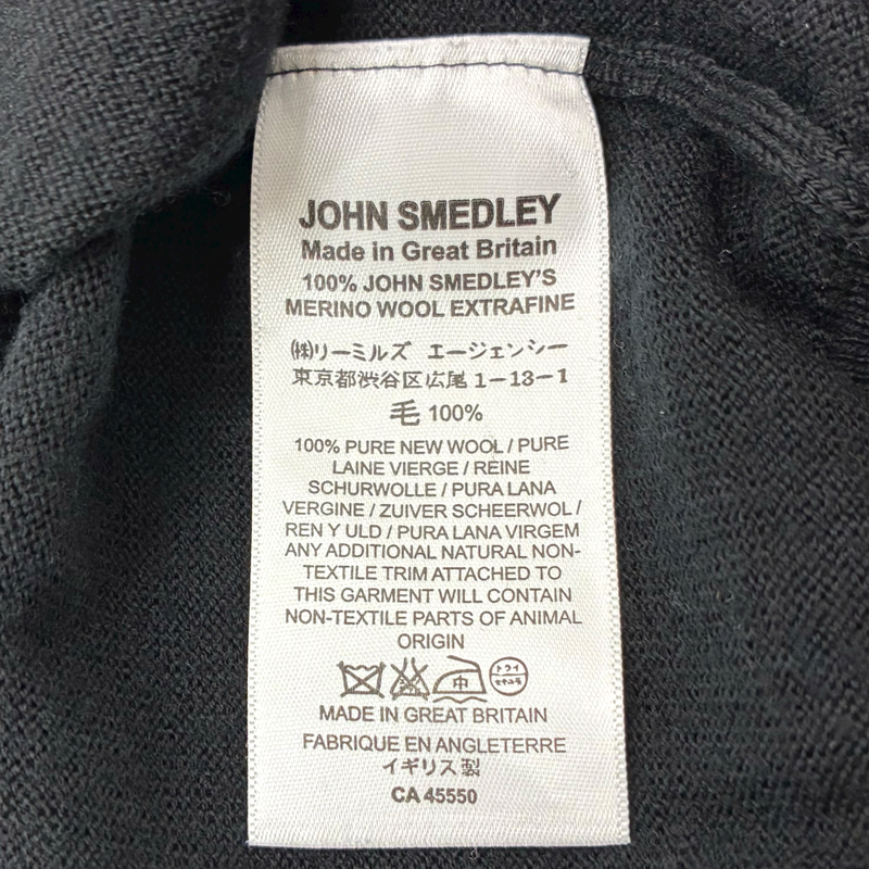 JOHN SMEDLEY メリノウールクルーネックカーディガン サイズM ブラック ジョンスメドレー 【100058266007】