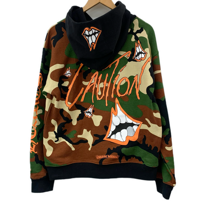 CHROME HEARTS×MATTY BOY PPO Caution Zip Up Hoodie サイズL カモフラ フーディ スウェットパーカー 22SS クロムハーツ×マッティボーイ 【100058831007】