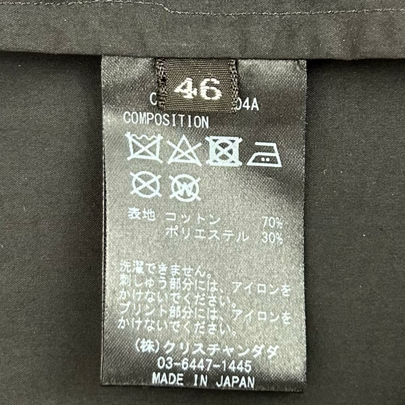 CHRISTIAN DADA ジップアップシャツ CDM-18S-0204A サイズ46 ブラック クリスチャンダダ 【100058843007】