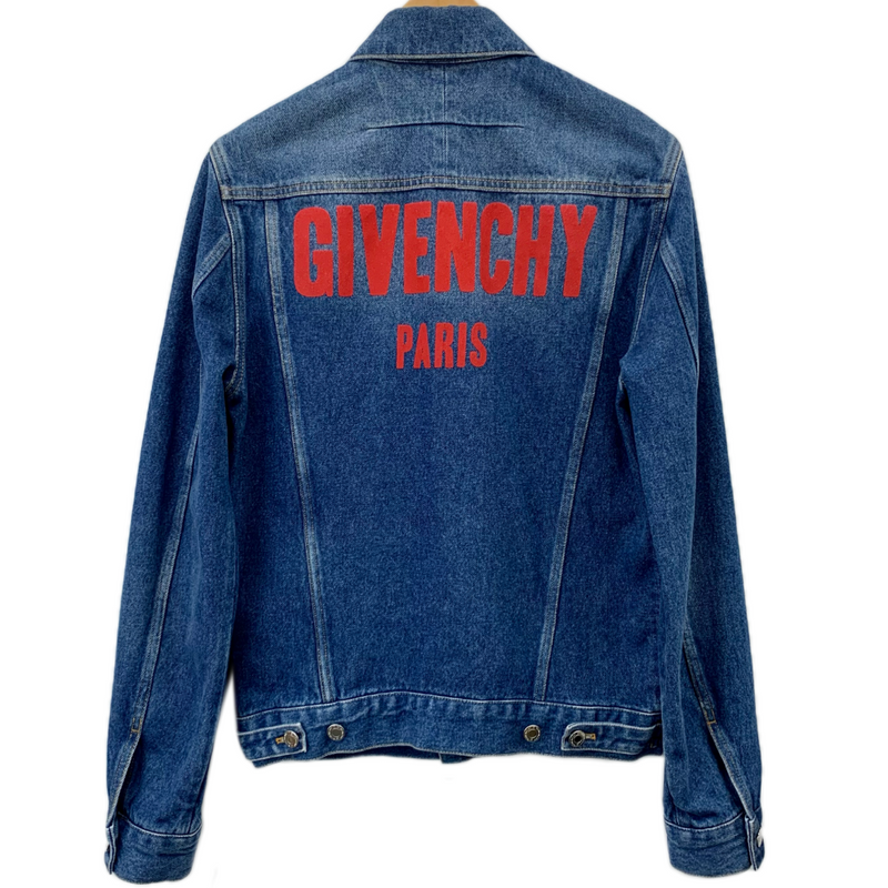 GIVENCHY バックプリントロゴ デニムジャケット サイズS インディゴ 17AW ジバンシィ 【100058858007】