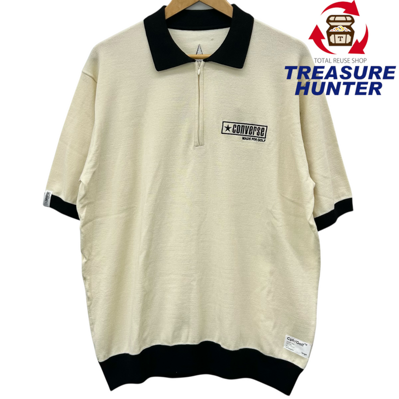 CONVERSE GOLF×Captains Helm ワンスター ジャガードニットポロ CHG22-CV-K01 サイズL アイボリー コンバースゴルフ×キャプテンヘルム 【100058924007】