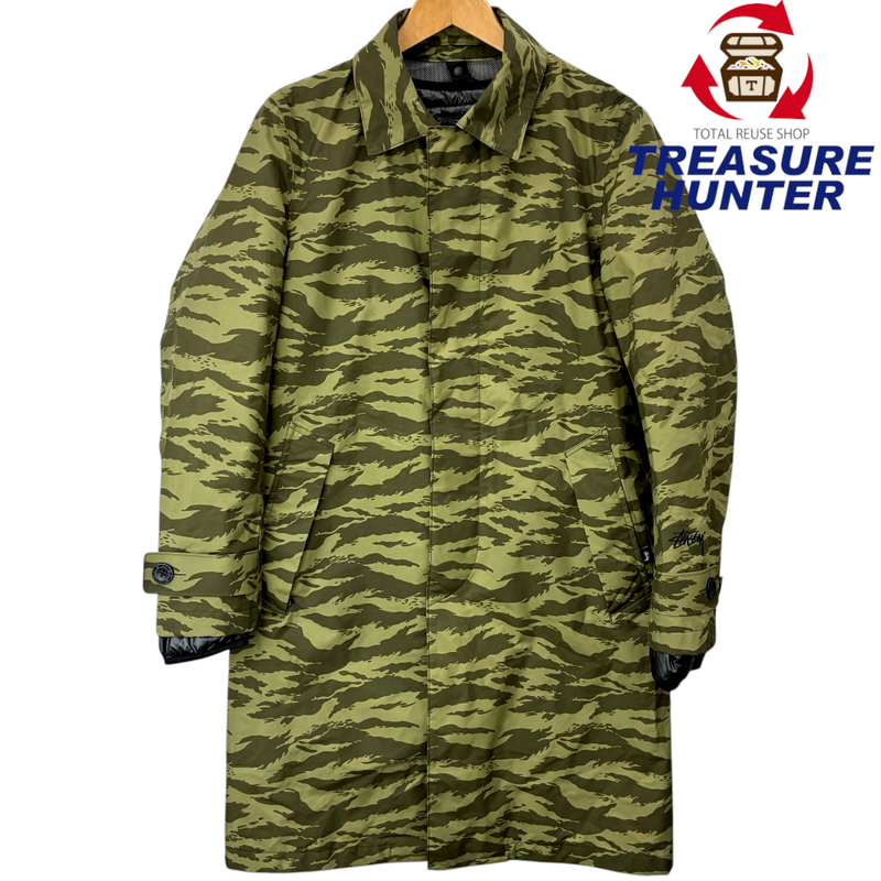 STUSSY×OGAWA CAMPAL×nano universe ステンカラーコート インナーダウン付き サイズS タイガーカモ カーキ ステューシー×小川キャンパル×ナノユニバース 【100058999007】