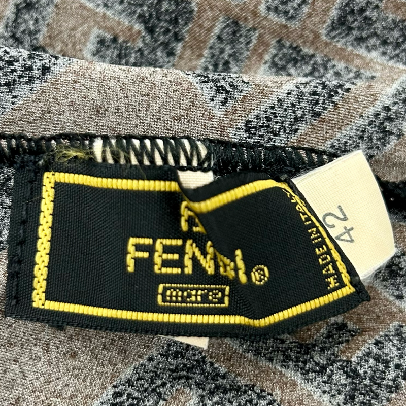 FENDI ズッカ柄 キャミソールワンピース サイズ42 ブラウン×ブラック フェンディ 【100059088007】
