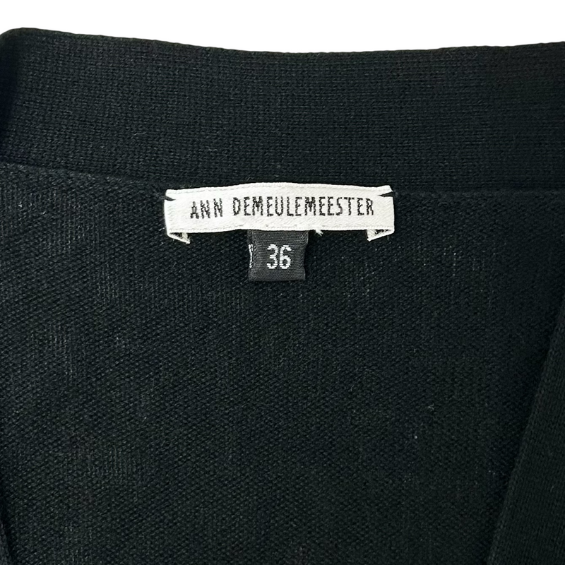 ANN DEMEULEMEESTER コットン レーヨン ロングカーディガン サイズ36(約Sサイズ相当) ブラック アンドゥムルメステール 【100059129007】