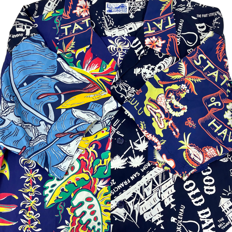 BEAMS クレイジーアロハシャツ 11-01-1370-086 サイズL ネイビー 22SS 東洋エンタープライズ製 ビームス 【100059178007】