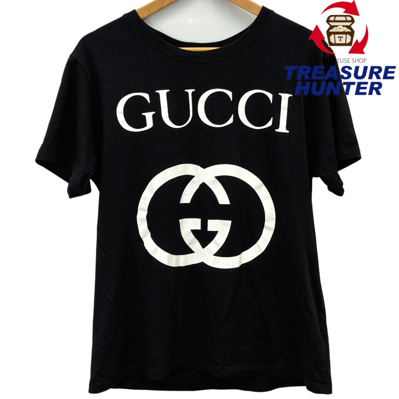 GUCCI インターロッキングG コットンオーバーサイズTシャツ 493117X3Q35 サイズXS ブラック グッチ 【100059243007】