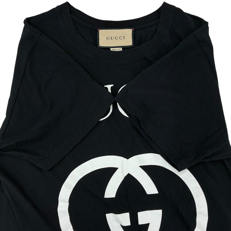 GUCCI インターロッキングG コットンオーバーサイズTシャツ 493117X3Q35 サイズXS ブラック グッチ 【100059243007】