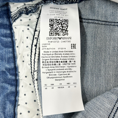 EMPORIO ARMANI ショートデニムパンツ 3H1PA6 1D4DZ サイズ48(約Lサイズ相当) インディゴ エンポリオアルマーニ 【100059316007】