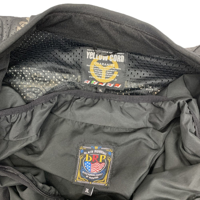 YeLLOW CORN(イエローコーン) メッシュジャケット ライダースジャケット ブラック 3L BB-1104 防風インナー付 メンズ 【100059449005】