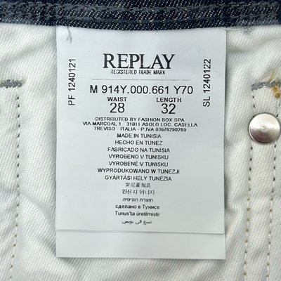 REPLAY ANBASS ハイパーフレックス デニムパンツ M914.000.661.Y70 サイズ28 ブルー リプレイ 【100059502007】