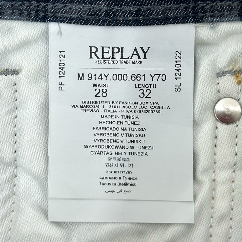 REPLAY ANBASS ハイパーフレックス デニムパンツ M914.000.661.Y70 サイズ28 ブルー リプレイ 【100059502007】