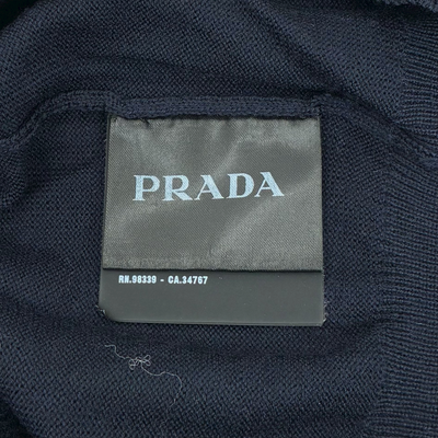 PRADA Vネックニット 長袖 DNA386 507 サイズ46(約Mサイズ相当) ネイビー プラダ 【100059720007】