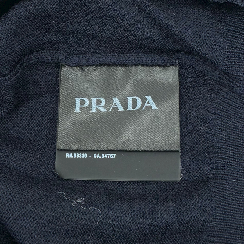 PRADA Vネックニット 長袖 DNA386 507 サイズ46(約Mサイズ相当) ネイビー プラダ 【100059720007】