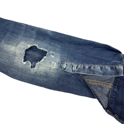 DSQUARED(ディースクエアード2) ストレッチデニムシャツ ダメージ加工 サイズ46 M相当 ブルー系 メンズ トップス 【100059775008】