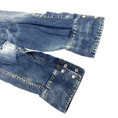 DSQUARED(ディースクエアード2) ストレッチデニムシャツ ダメージ加工 サイズ46 M相当 ブルー系 メンズ トップス 【100059775008】