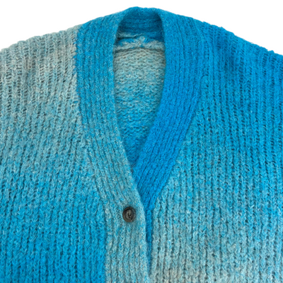 MAISON SPECIAL イタリアンアルパカ グラデーションニットカーディガン サイズF ブルー メゾンスペシャル 【100059845007】