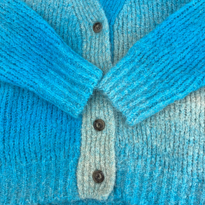 MAISON SPECIAL イタリアンアルパカ グラデーションニットカーディガン サイズF ブルー メゾンスペシャル 【100059845007】