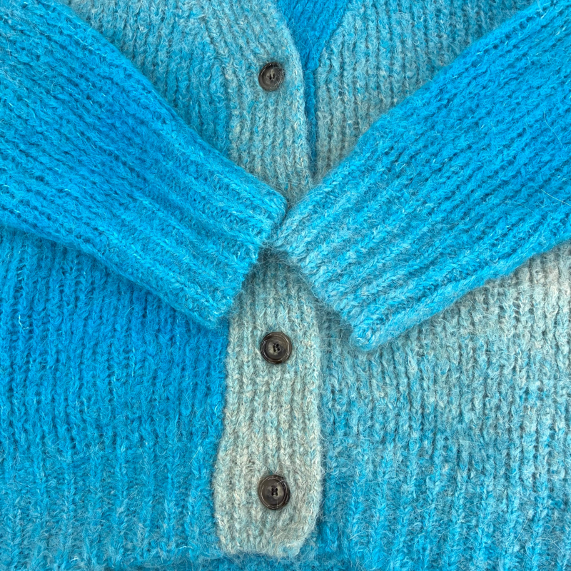 MAISON SPECIAL イタリアンアルパカ グラデーションニットカーディガン サイズF ブルー メゾンスペシャル 【100059845007】