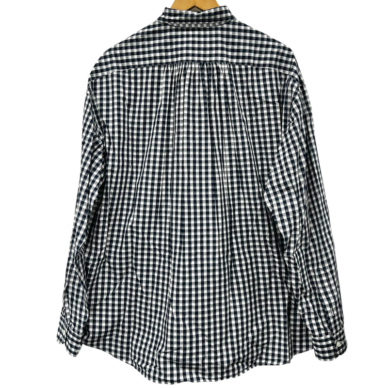 PORTER CLASSIC ロールアップギンガムチェックシャツ サイズL ネイビー×ホワイト ポータークラシック 【100059849007】