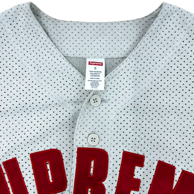 Supreme ウルトラスエード メッシュ ベースボールジャージ サイズS グレー×レッド 24SS シュプリーム 【100060959007】