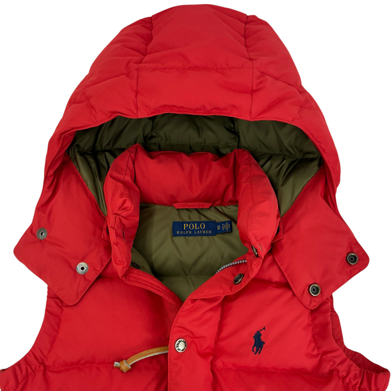POLO RALPH LAUREN フーディダウンベスト サイズXS レッド ダウン75% フェザー25% ポロ ラルフローレン 【100061004006】