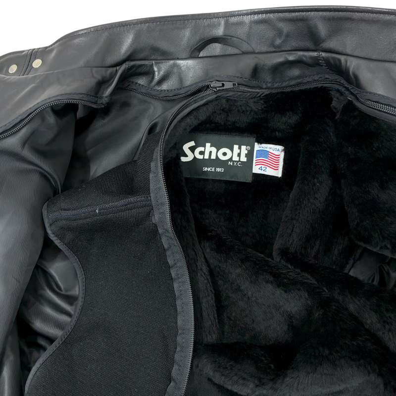 Schott 641RIDERS 牛革 シングルライダースジャケット 7823150021 サイズ42 ブラック ライナー付き アメリカ製 ショット 【100061097007】