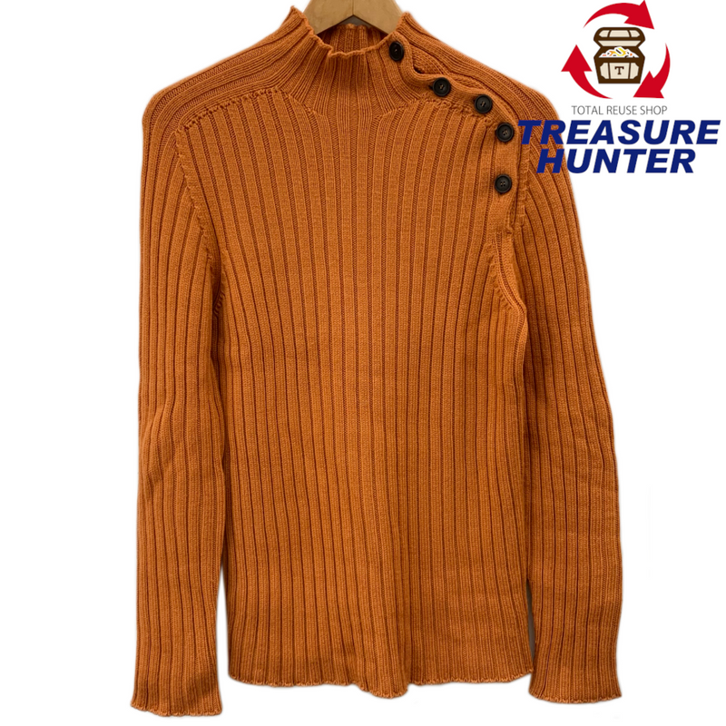 HERMES カシミヤ混ハイネックニット サイズS オレンジ ウール80% カシミヤ20% エルメス 【100061139002】