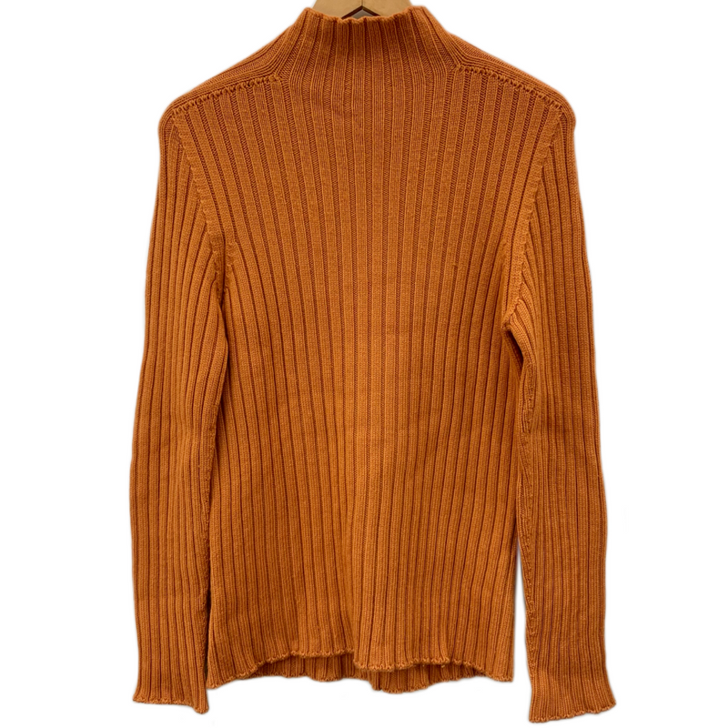 HERMES カシミヤ混ハイネックニット サイズS オレンジ ウール80% カシミヤ20% エルメス 【100061139002】