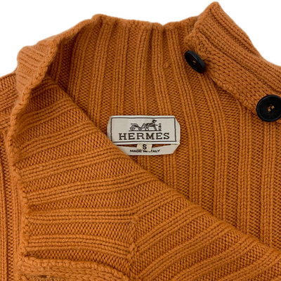 HERMES カシミヤ混ハイネックニット サイズS オレンジ ウール80% カシミヤ20% エルメス 【100061139002】