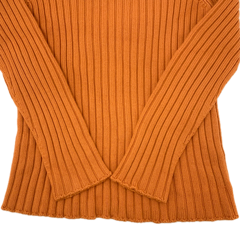 HERMES カシミヤ混ハイネックニット サイズS オレンジ ウール80% カシミヤ20% エルメス 【100061139002】